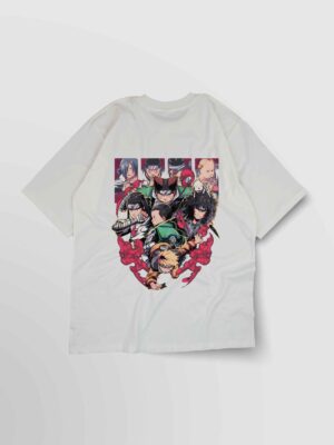 Naruto Luffy Saitama Oversized Anime Black T-shirt