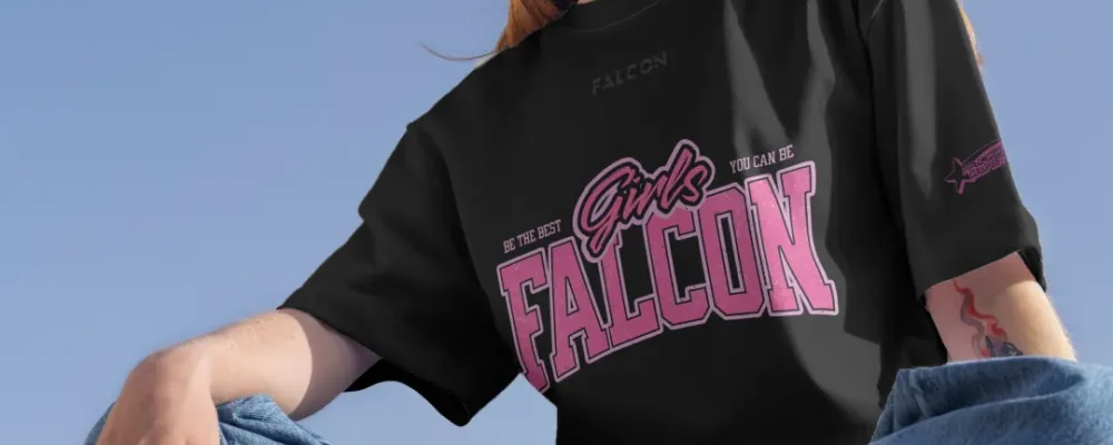 falcon girls club black t shirt