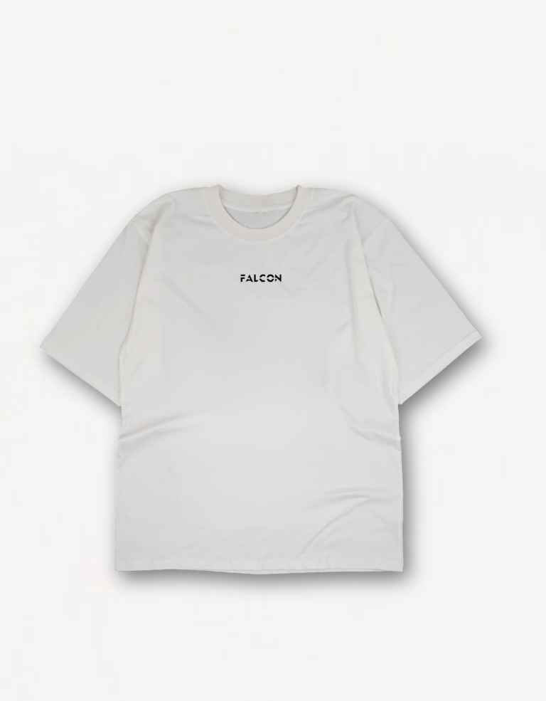 White oversized heavy cotton t-shirt 240 GSM with embroidered logo
