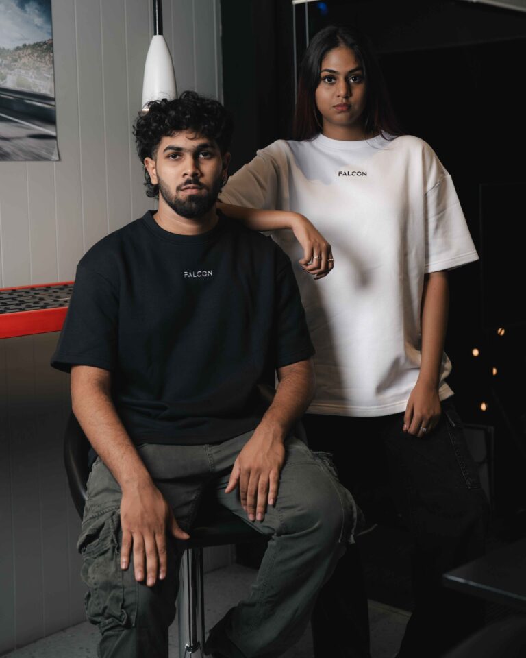 Black oversized heavy cotton t-shirt 240 GSM with embroidered logo, front view flat lay